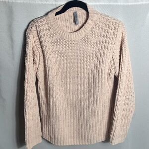 Stoosh Women’s Chunky Knit Sweater Cream Blush Long Sleeve Size L